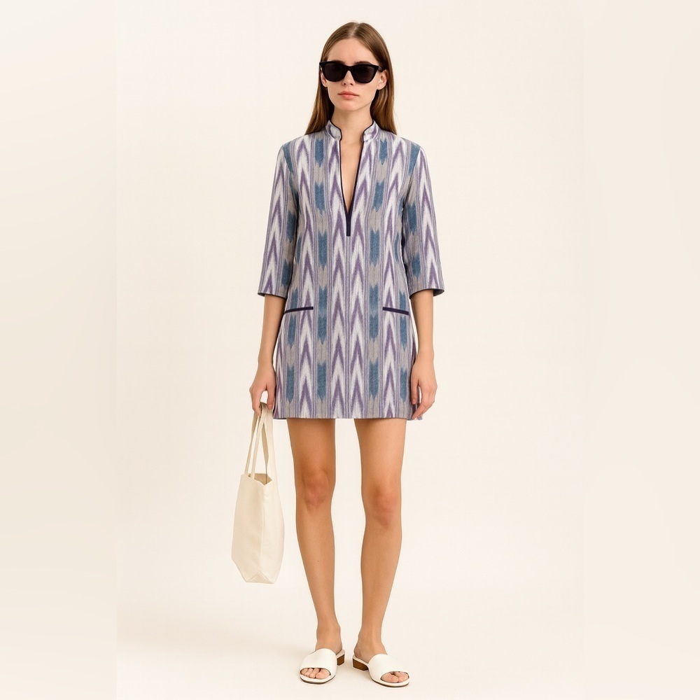 Emerson Fry boho purple ikat print tunic mini dress or top. XS